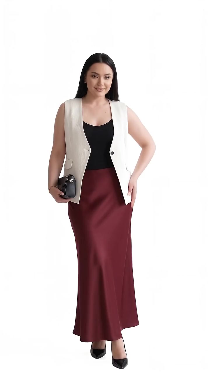Bias-Cut Satin Maxi Skirt - Crimson Red