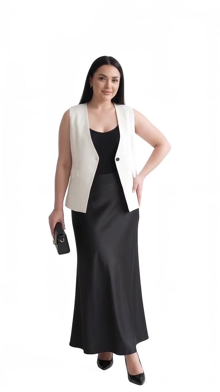 Bias-Cut Satin Maxi Skirt - Black