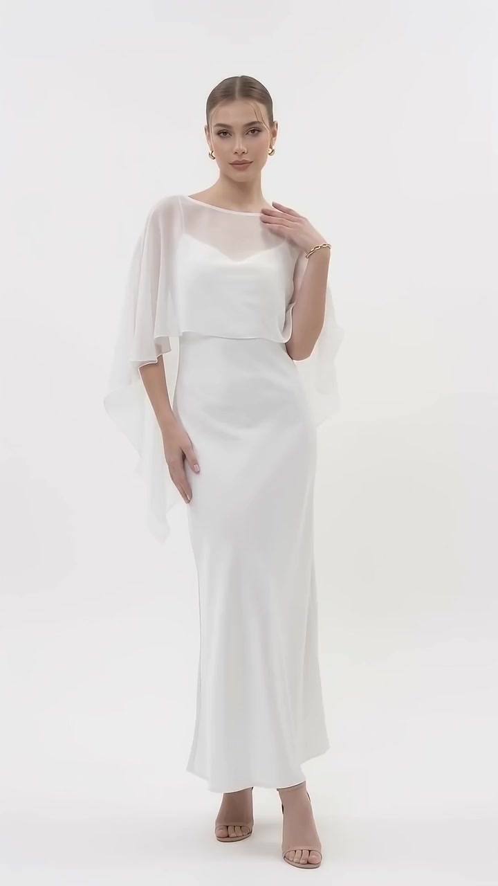 Chiffon Capelet Overlay - Creamy White