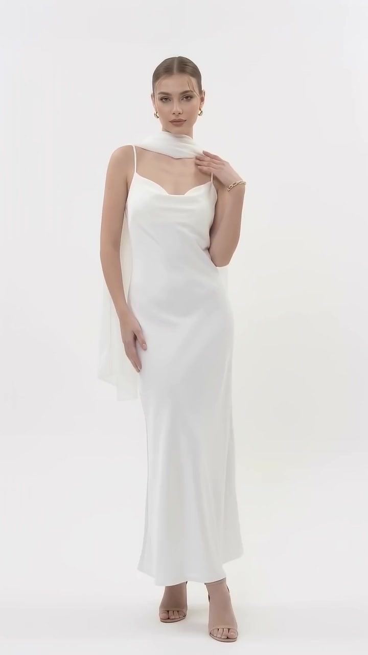 Chiffon Sweeping Scarf - Creamy White