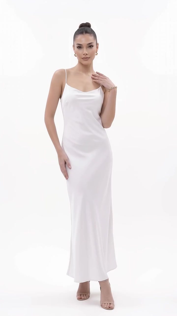 Silk Slip Maxi Dress - Creamy White