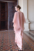Silk Chiffon Capelet Overlay - Blush Pink