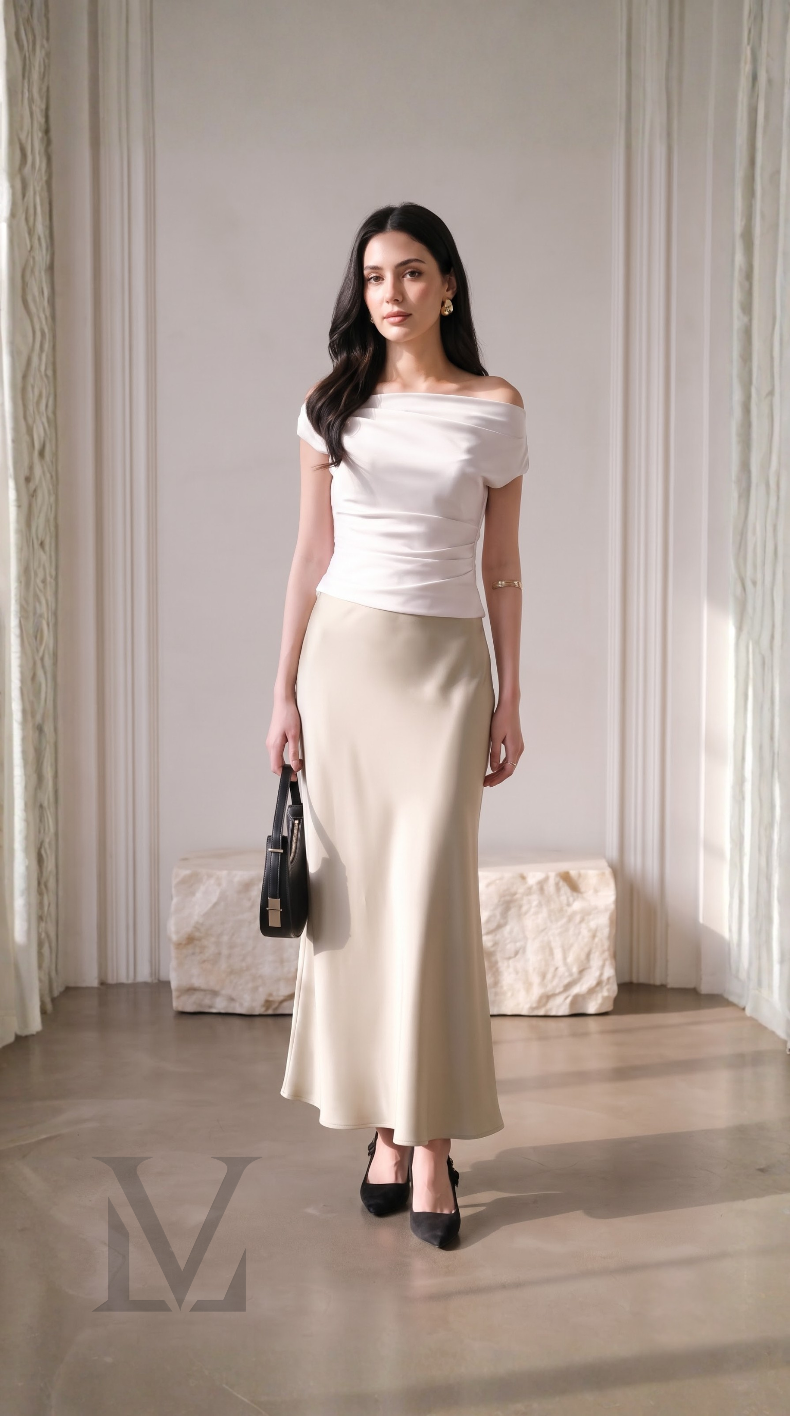 Bias-Cut Silk Maxi Skirt - Classic Ivory