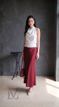 Bias-Cut Silk Maxi Skirt - Crimson Red