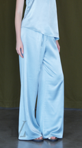 Silk Wide-Leg Pants - Icy Blue