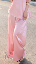 Silk Wide-Leg Pants - Petal Pink