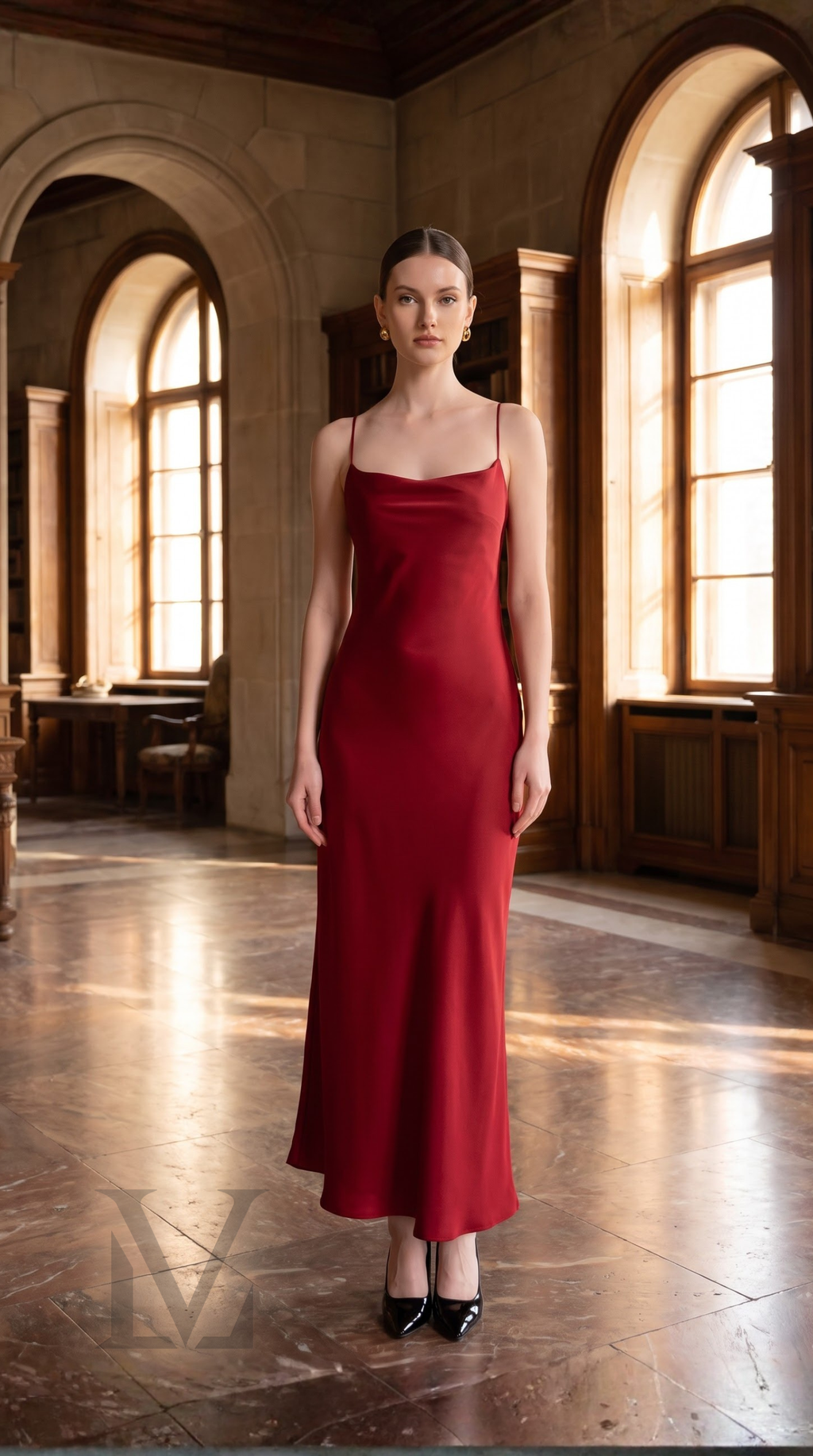 Silk Slip Maxi Dress - Crimson Red