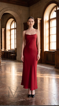 Silk Slip Maxi Dress - Crimson Red
