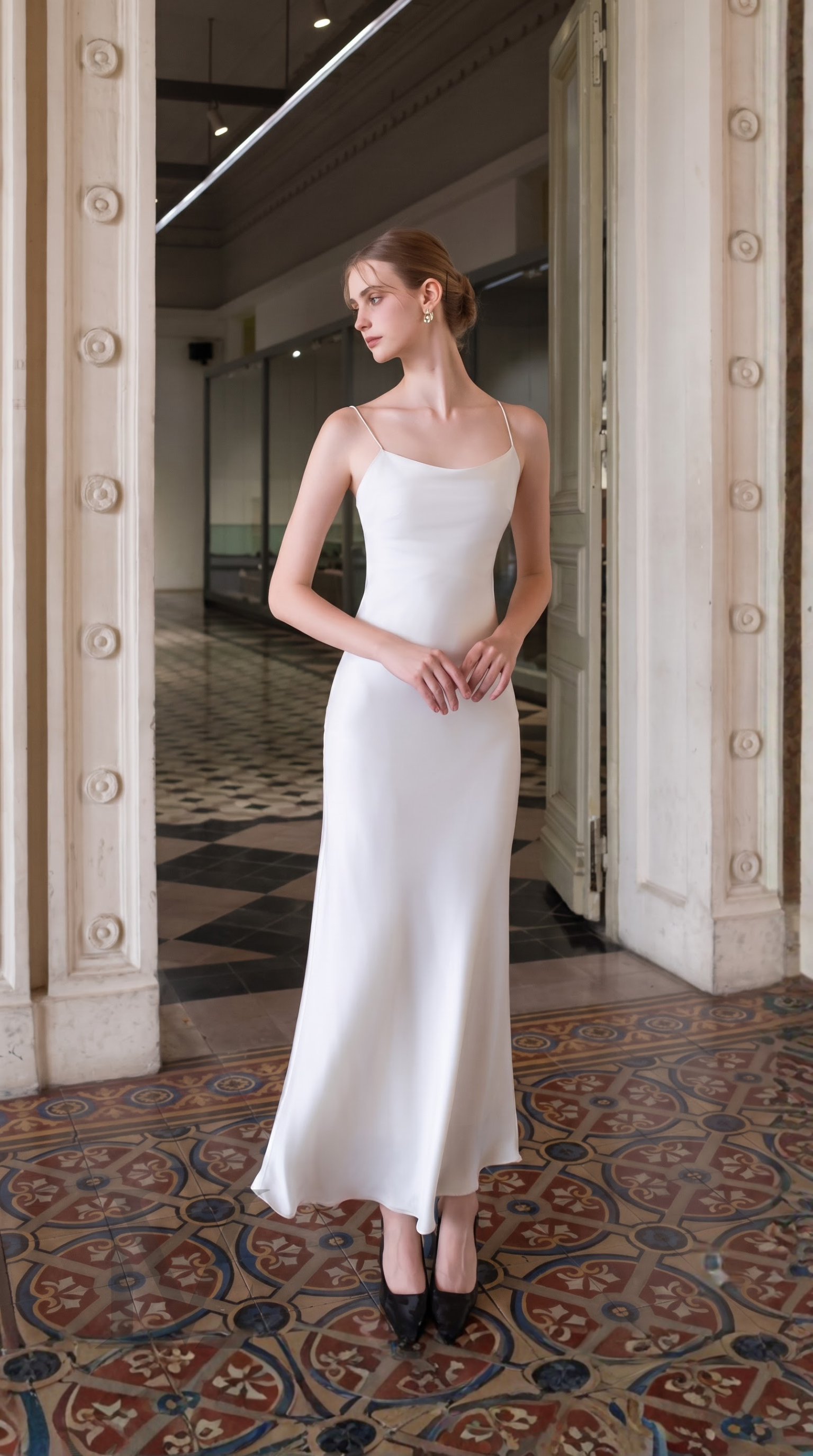 Silk Slip Maxi Dress - creamy white
