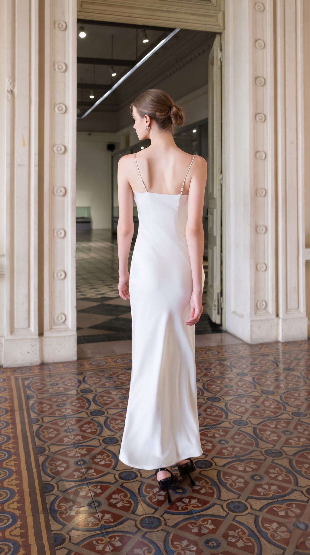 Silk Slip Maxi Dress - creamy white
