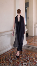Silk Chiffon Sweeping Scarf - Midnight Black